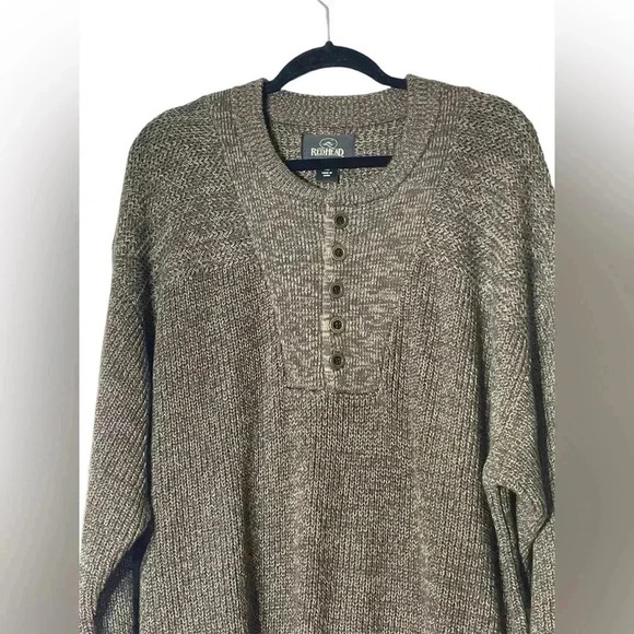 Red Head Men’s Brown Pullover Sweater With Buttons Size XL Cabin Outdoor Henley - Picture 1 of 10